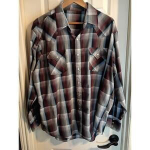 Unbranded Western Shirt Men's Sz XL Brown Red Plaid No Tags Pearl Snap...